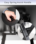 Close-up of Easy Spring Assist Handle on Ultra Slim Single Top Standing Desk Riser Height Adjustable Sit Stand Converter For Monitor Or Laptop