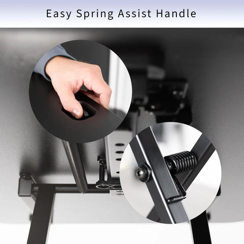 Close-up of Easy Spring Assist Handle on Ultra Slim Single Top Standing Desk Riser Height Adjustable Sit Stand Converter For Monitor Or Laptop