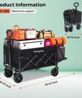 Heavy Duty Foldable Wagon Cart With Tailgate Extension For Extra Space 330 Lb Capacity All Terrain Wheels