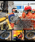 Firefighters cutting metal with 14 Inch Diamond Metal Cutting Disc All Purpose Cut Off Wheel That Handles Tough Jobs On Steel