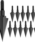 12 black 100 Grain Steel Broadheads for Compound Recurve Bow and Crossbow with durable screw-in design in carbon steel construction