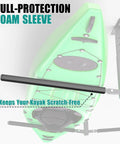 Overhead Ceiling Kayak Storage Rack For Garage Holds Two Kayaks Up To 200 Lbs Heavy Duty Universal Fit with foam padding shown