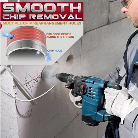 Heavy Duty Concrete Hole Saw Kit With 7 Tungsten Steel Masonry Drill Bits For Stone Brick And Cement Wall Drilling Including Sds Plus And Max Connectors To Get The Job Done Fast used for drilling concrete wall holes
