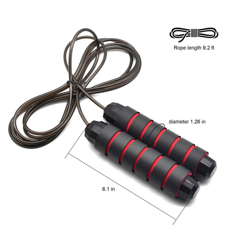 Adjustable Jump Rope With Ball Bearing Speed Rope For Men Women Kids Tangle Free Skip Rope For Fast Cardio At Home Gym School Durable PVC Coated Steel Wires, 9.2 ft length, 1.26 in diameter