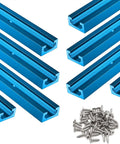 8 Pack Aluminum T Tracks For Woodworking, 48 Inch Length, Light Blue Double Cut Profile, Universal Fit With Predrilled Mounting Holes