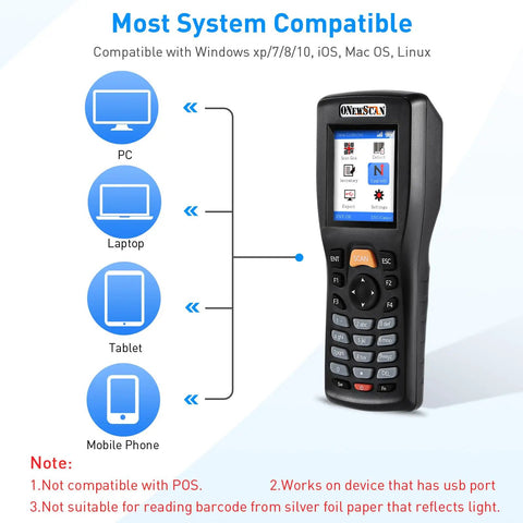All In One Portable Inventory Scanner With 3 In 1 Function Wireless Barcode Reader For 1D And 2D QR Codes PDF417 Handheld Data Collector