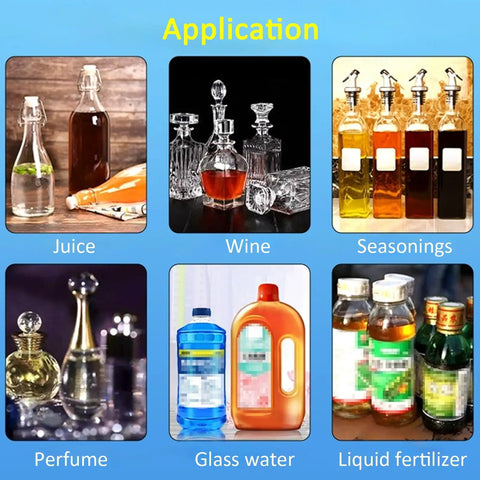 Various applications of Plug And Play Automatic Two Nozzle Liquid Filler With Digital Screen Precision Weighing Tech for Juice Wine Bottling.