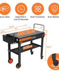 Folding Grill Table For 17 Inch And 22 Inch Griddles, Tailgate Ready Portable Grill Cart With Wheels, 20 Second Tool Free Setup