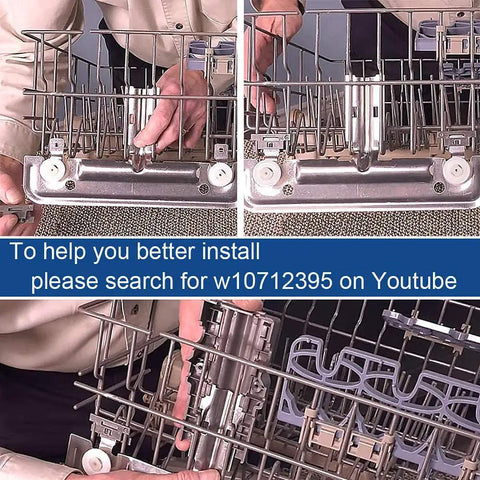 Top Notch 20 Piece Dishwasher Upper Rack Adjuster Kit Replacement Parts installed on dishwasher rack
