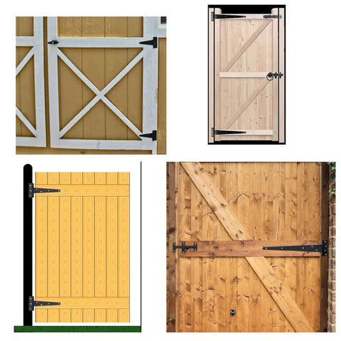 Four Piece T Strap Hinges Four Inch Heavy Duty Gate Hinges For Barn Doors Wooden Panels Farm Fences And Workshop Sheds Built Like A Tank For No Sweat Install on various wooden gates.