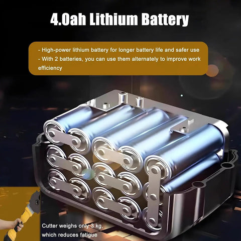 4.0Ah lithium battery for Cordless Hydraulic Rebar Cutter With 2000W Brushless Cold Cut Saw, 2100 RPM, 3 Cm Cutting Diameter