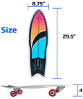 Kids Surfskate Board With Front Caster Trucks For Easy Turns And Big Pumping Power Heavy Duty Rear Trucks 31 Inch Long
