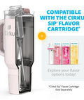 Iconic 40 Oz Cherry Blossom Stainless Steel Tumbler With Cushioned Carry Handle, featuring Cirkul Sip flavor cartridge compatibility.