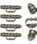 4 Pack Vintage Zinc Alloy Drawer Pulls Handles With Gold Finish For Dresser Cabinets And Furniture Antique Cabinet Knobs Retro Decor Hardware Set For Kitchen Bookcase Closets