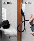 Before and after using 1875W 14 Gauge Flat Plug Extension Cord, 10 Ft, 15A Black, Pack of 2, UL Listed RoHS, space saving design