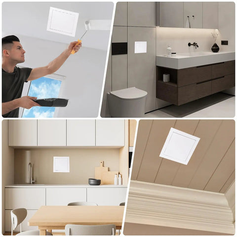 Heavy Duty Zero Hassle 15X15 Inch Drywall Access Panel For Wall And Ceiling Plumbing Repair Easy Pop Open Click Lock White Cover installed