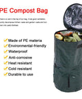 Collapsible Compost Bag For Organic Waste Kitchen And Garden Use Large Capacity Eco Friendly PE Material With Side Window Two Size Options Easy To Empty And Carry shown with organic waste inside