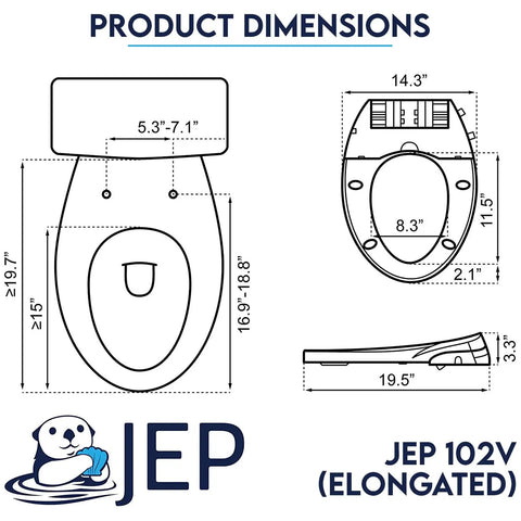 Dimensions of Dual Nozzle Manual Bidet Toilet Seat For Elongated Toilets With Soft Close Lid And Cover Clean Wash