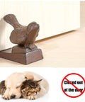 Vintage Cast Iron Bird Door Stopper Set Heavy Duty Metal Door Stop With Handle No Drilling Required under a door.