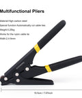 Side view of a multifunctional pliers tool with black and yellow ergonomic handle for cutting cable ties.