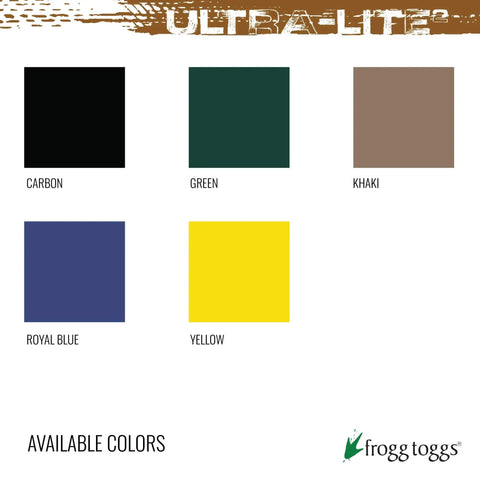 Ultra Lite2 Waterproof Breathable Rain Suit With Jacket And Pants color options: carbon, green, khaki, royal blue, yellow