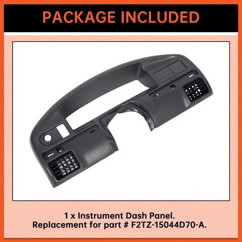 Instrument dash panel bezel, black plastic, front view; replacement for 1992–1997 Ford Bronco/F-150/F-250/F-350
