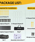 Backyard Ready Baseball And Softball Batting Cage With Enclosed Net And 12 By 12 Pitching Hole package contents overview