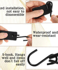 Close-up of Leather S Hooks With PU Leather Coat 3 Pack Multifunctional S Hooks showing black metal hook and leather strap.