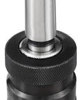 Close-up view of Keyless Drill Chuck MT2 Morse Taper Mount Three Jaw for Lathe and Milling Machine, metal construction, knurled grip