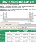 Five Pairs 22 Inch Soft Close Full Extension Ball Bearing Drawer Slides With Rear Bracket For Face Frame And Frameless Cabinets Built To Last Heavy Duty 100 Lbs Fits 12 14 16 18 22 24 Inch size chart