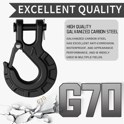 Beefed Up Forged Alloy Steel Clevis Slip Hook With Safety Latch For Heavy Duty Winch And Tow Chains One Quarter Inch 11900 Pound Load