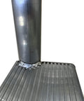 Five Step Flip Up Dock Ladder With Welded Aluminum Construction, 4 Inch Tread Depth, Rugged 665 Pound Capacity For Easy Water Access On Seawalls, Docks, And Boats. Close-up of welded aluminum tread and post.