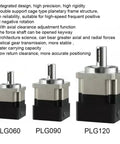 Heavy Duty Helical Gear Reducer Box For Nema Stepper Motors Matching 40 To 180 Mm Flange Servos With 35 Mm Input Shaft - PLG060, PLG090, PLG120 models