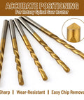 50 Piece Drywall Cutting Bits 1/8 Inch Shank Titanium Nitride Coated High Speed Steel Tips shown in spiral design
