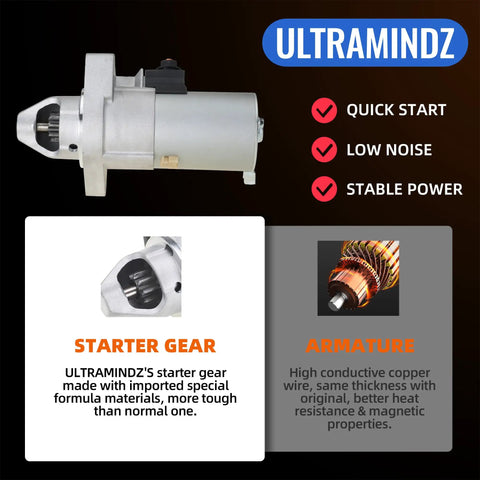 Honda CR V Starter For 2002 2003 2004 2005 2006 2.4L L4 Drop In Replacement High Torque Auto Starter Motor with starter gear and armature details