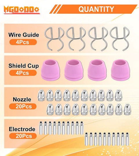 Plasma Cutter Consumables Kit With Tips Nozzles Electrodes Shield Cups For CUT55 CUT60 LGK-60 WSD-60 SG-55 48-piece set