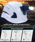 Rechargeable Headlamp For G2C Type II And G2E Hard Hats Dual Mode Front Clip Light With Built In 1800mAh Battery installed on helmet