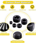 NPT Pipe Plug Set Pro Grade 25 Pieces, Carbon Steel Male Thread Plugs, Internal Allen Head, highlighted material properties