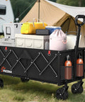Extra Long 35 Inch Folding Wagon With Wheels, Heavy Duty Collapsible Utility Cart That Hauls 360 Pound Capacity, loaded with camping gear