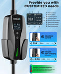 Level 2 EV Charger With NEMA 14-50 Plug 32A 25Ft Cable Portable 208V 240V EVSE For Home Use UL Listed Adjustable Current display