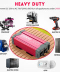 Power Up Anywhere With A 2500W Pure Sine Wave Inverter Converts 12V DC To 110V And 120V AC For Home, RV, And Off Grid Solar In Use