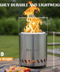 Tabletop Fire Pit For Outdoors Low Smoke Camping Stove For Safe Burning Pellets Or Wood 9.7 By 7.1 Inch With Travel Bag Included Silver Finish