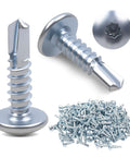 10 X 3/4 Inch Self Tapping Sheet Metal Screws For Enclosed Trailers with zinc finish and detailed view of screw head.
