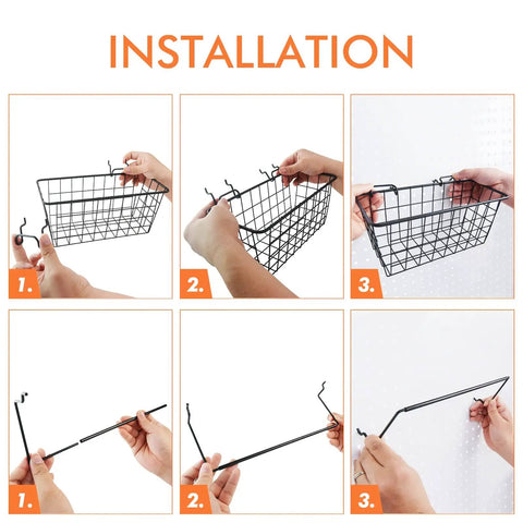 Installation steps for Pegboard Organizer Kit 18 Pack With Hooks Baskets Cups And Trays For Garage Workshop And Craft Room