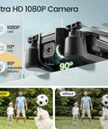 Foldable FPV Drone With 1080P Camera For Beginners And Kids Gesture Control Quadcopter With 90° Adjustable Lens