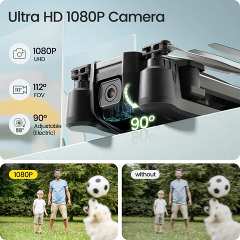 Foldable FPV Drone With 1080P Camera For Beginners And Kids Gesture Control Quadcopter With 90° Adjustable Lens