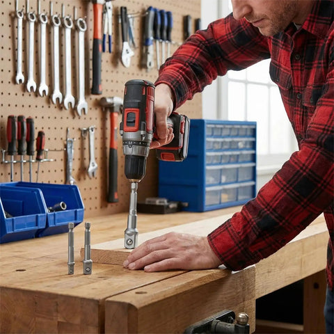 Using Heavy Duty Impact Socket Adapter Set For Impact Drivers And Drills Three Piece Conversion Kit in a workshop setting
