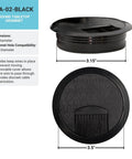 Round Black Plastic Desk Grommet With Brush Opening And Removable Lid Fits 3 15 Inch Cutouts for cable management