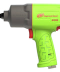 One Half Inch Drive Air Impact Wrench Featuring Twin Hammer Titanium Case And 1350 Foot Pounds Of Nut Crushing Torque A Featherweight Four Point Six Pound Workhorse Engineered For Shop Pros Who Want Boss Level Twist Without The Fatigue Green side view