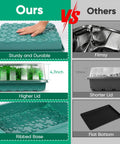 Comparison between 96 Cell Seed Starter Tray With Grow Light Kit featuring sturdy design, higher lid, ribbed base vs flimsy, flat tray.